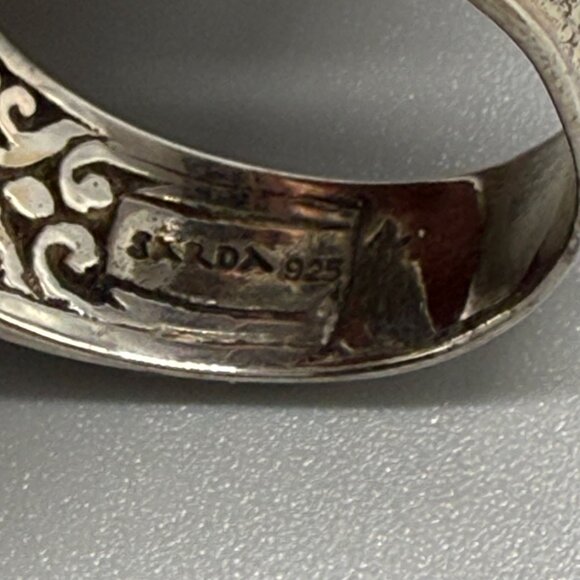 Sarda Artisan Gem Rainbow Red & Mystic Quartz Triplet Sterling Silver Ring Size - Picture 9 of 9